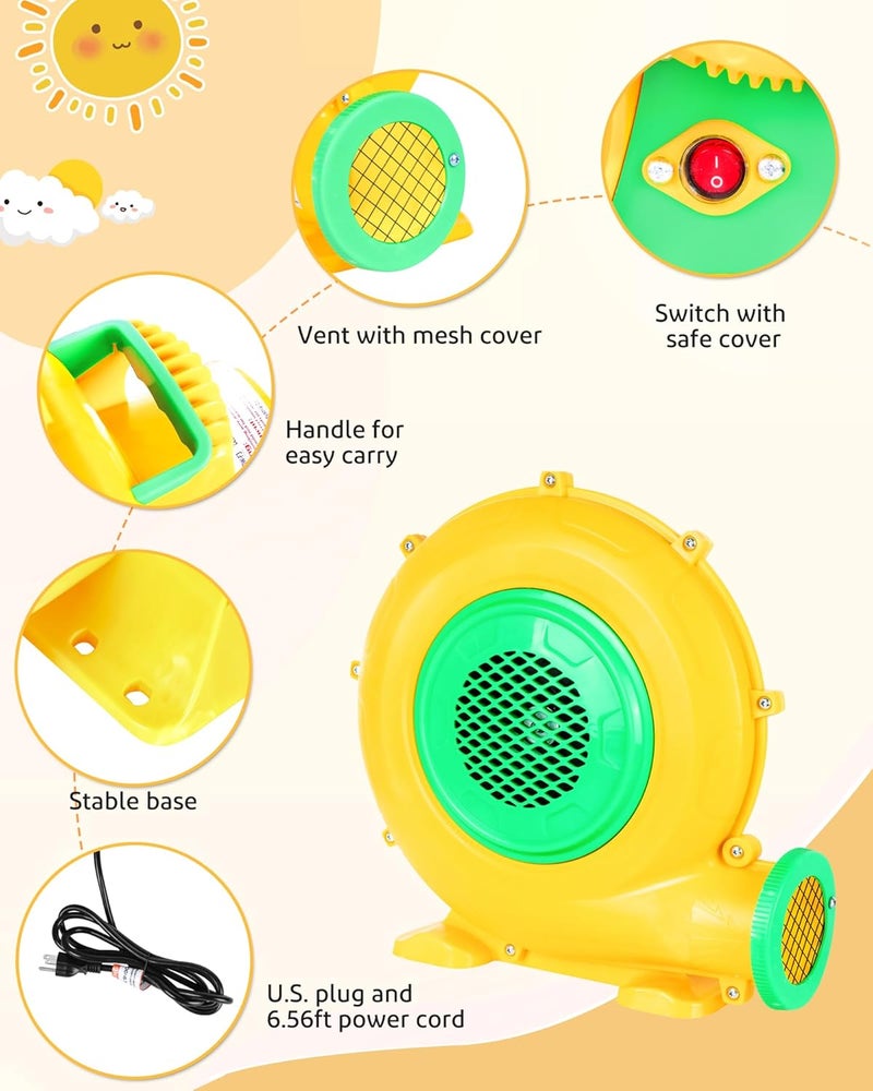 Step4Fun Bounce House Air Blower for Inflatables, 480 Watt ETL Certified Electric Blower, Perfect for Inflatable Bounce House Water Slide and Bouncy Castle Indoor & Outdoor Yellow - Image 2